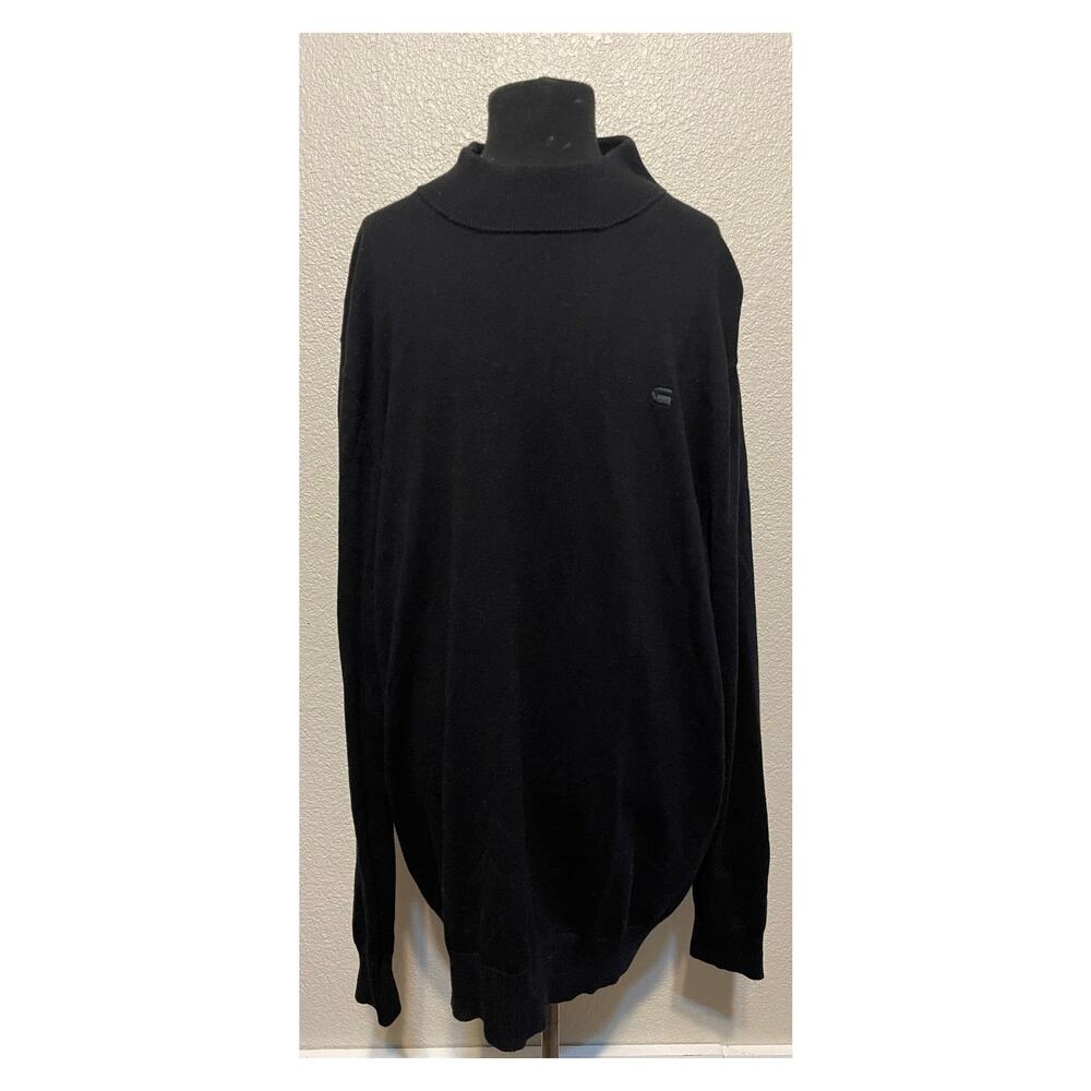 G-Star Raw Sweater Men's XL All Black Mock Turtleneck